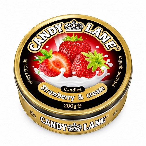 Candy Lane леденцы Клубника со сливками, ж/б, 200 гр